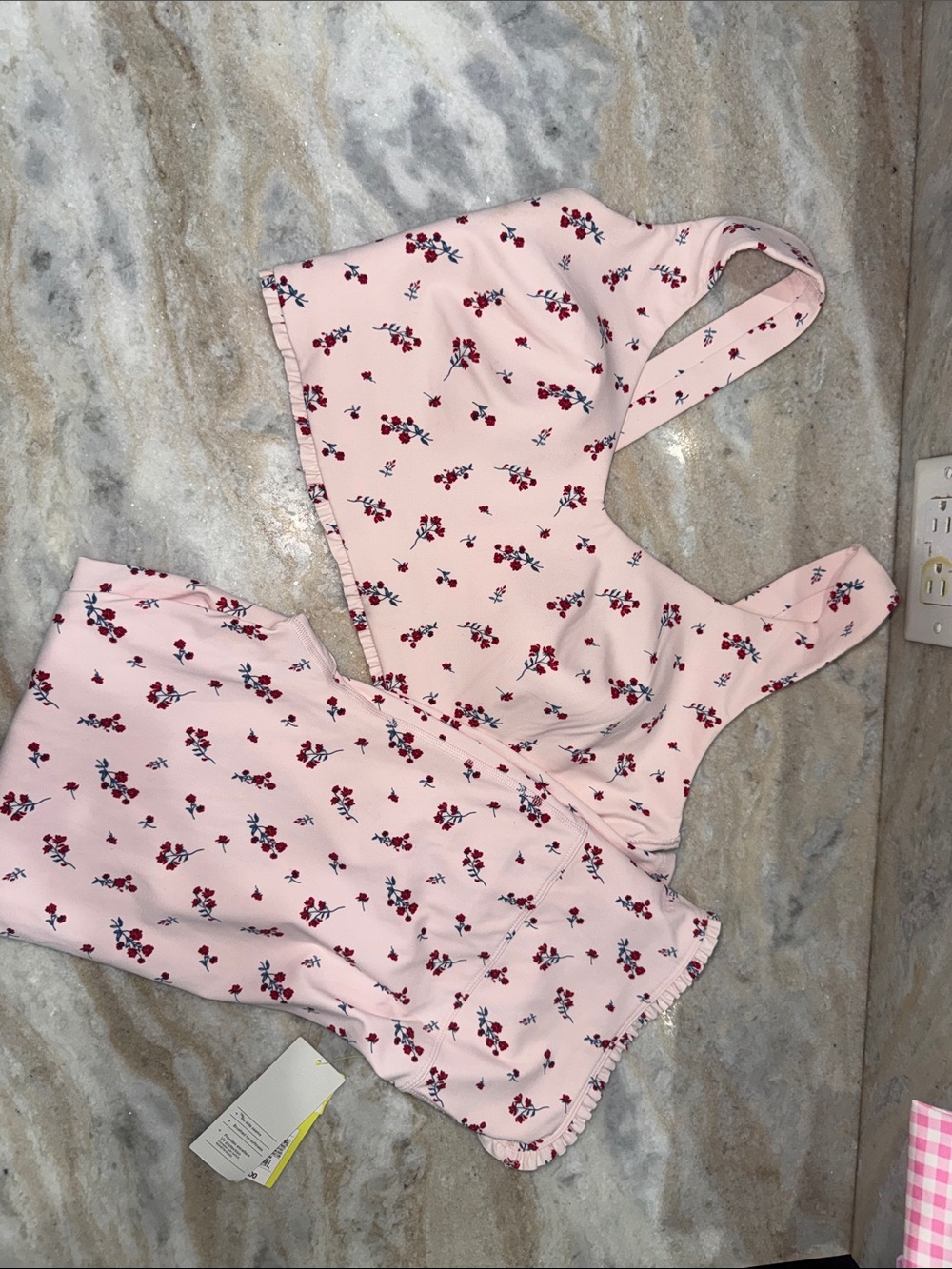 all in motion Pink Floral High-Waist Leggings Set size XXL LOOK!